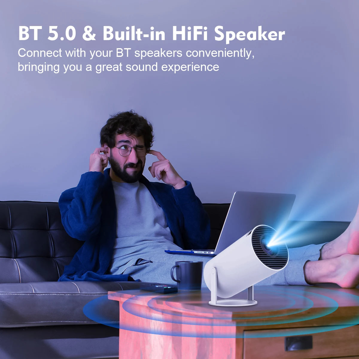 4k Portable Audio Projector with WiFi & Bluetooth